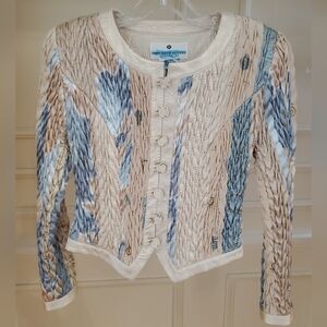 Vintage Saks Fifth Avenue Jeanne Marc Collection Blazer Size P2 Blue/Tan